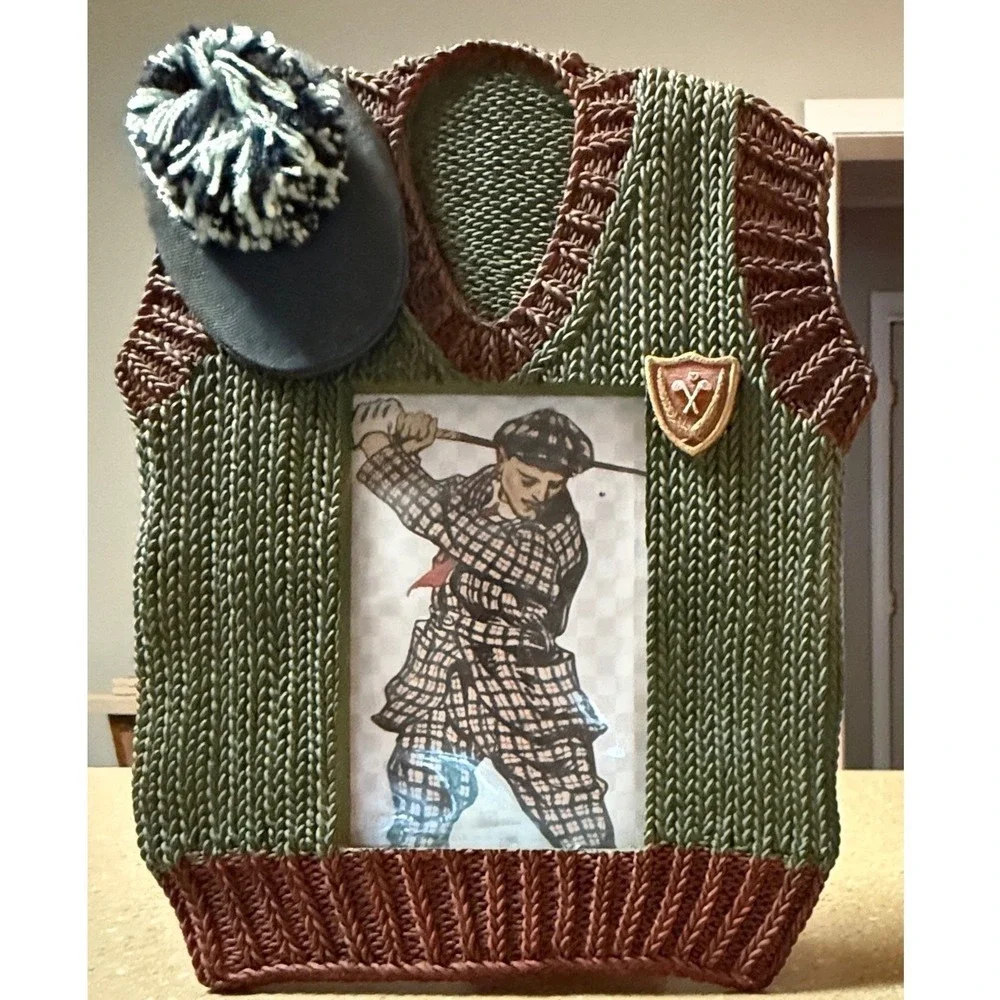 Golf Sweater Vest Picture Frame Green Vintage Home Decor 3.5x5 Inches‎ Gift